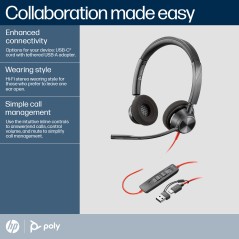 HP Blackwire 3320 Stereo - Affordable, High-Quality Audio Headset - 8X220AA